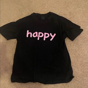 Wonder Nation Black Tee with Pink 'Happy' Print